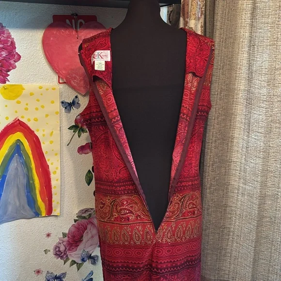 Vintage 1990’s R&K Original vibrant red and dark pink floral dress. Size 10P. - Picture 11 of 17